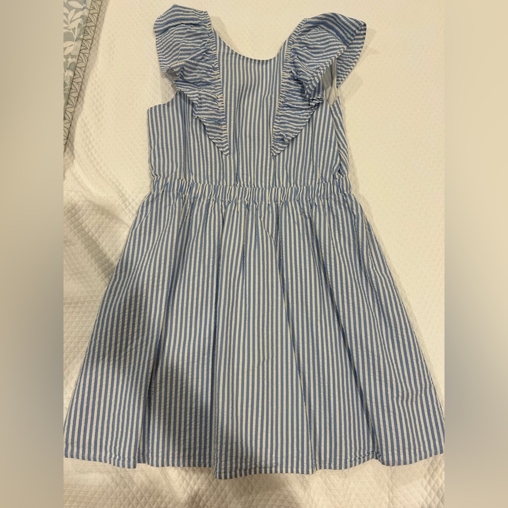 Crewcuts - Blue Striped Girl’s seersucker Dress